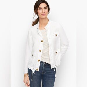NWT Talbots 100% Washed Linen Jacket White Size Medium